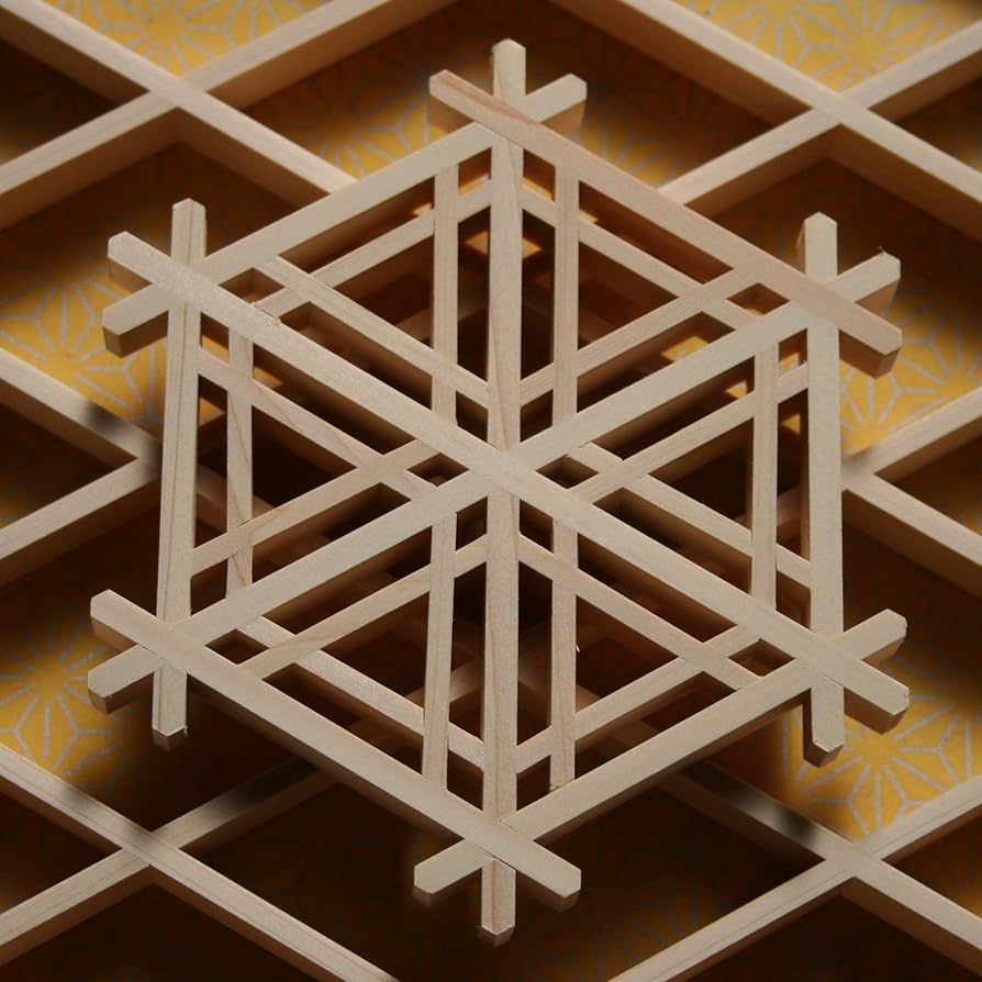 Amazon|組子細工 完成品 ゴマ柄 kumiko 組子 コースター 面取り加工 Amazon|組子細工 完成品 ゴマ柄 kumiko 組子 コースター 面取り加工